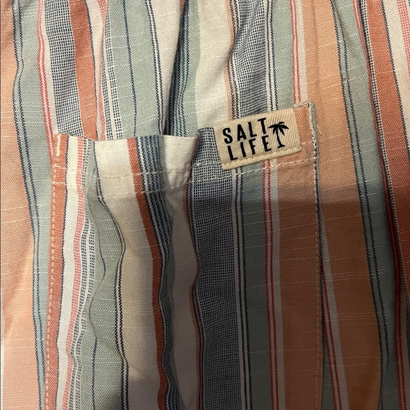 Salt Life Striped Wide Leg Pants - Blue, Orange, White - Picture 5 of 5
